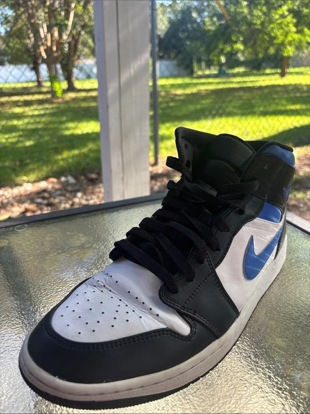 Air Jordan 1 Mid Racer Blue Black White Men’s Size 12 554724-140